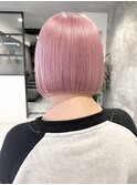 ペールピンク×ミニボブ