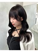 15376黒髪グレージュ髪質改善レイヤーワンカール韓国ストレート
