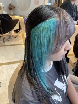 ラビスモア(Lovis moa) 縮毛矯正/くびれヘア/ハイライトカラー/アプリコットオレンジ