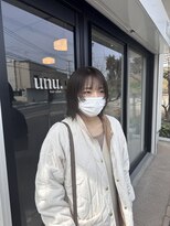 ウニュ(unu.)&nbsp;レイヤースタイル、オリーブカラー、ブリーチなしカラー
