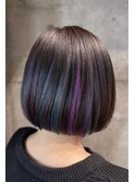 切りっぱなし /ショートボブ /ユニコーンカラー/ダークグレー