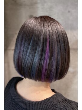 ルララドゥ 切りっぱなし /ショートボブ /ユニコーンカラー/ダークグレー