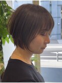 大人ラフウェーブ20代30代40代ボブブラウンスウィングショート