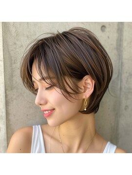モンド ヘアクリエーション 新栄店(monde hair creation) 【monde】大人ショート×センターパート×暗髪カラー