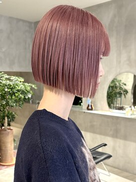 ハウ 心斎橋(how) ピンクチェリーレッド大人可愛い小顔カット夏レイヤー艶感