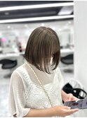 韓国顔まわりレイヤーカットグレージュオリーブベージュブラウン