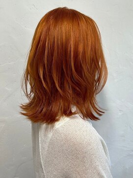 リコ 池袋東口店(Liko) アプリコットオレンジ ハイトーン ブリーチ ウルフカット