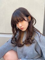 サンプラス(san+)&nbsp;【マユコ】イメチェンインナーカラーウェーブヘアロングレイヤー