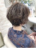 コスメパーマ×ハイライト ハンサムショートボブ 20代30代40代