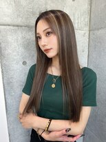 ロンドメリア 天神大名店(Lond Melia)&nbsp;★グレージュカラー斜めバングデザインカラーシルキー ベージュ