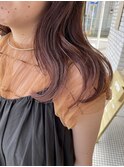 ミディアムヘア×オレンジブラウン