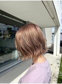 秋カラーシアーピンク×外ハネボブ大人可愛い20代30代