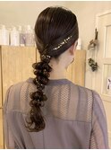 【minami】ヘアアレンジ／タイト編みおろし／金箔アレンジ