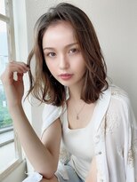 シルクレイ 吉祥寺店(Silk-lei) カーキベージュの大人可愛いかきあげボブミディ20代吉祥寺