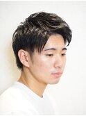 メンズナチュラルアップバングショートビジネス