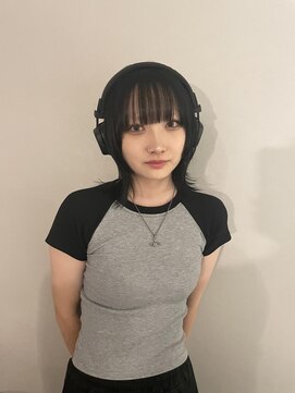 アルカナ 原宿表参道(ARCANA) 黒髪グレーベージュレイヤーロング前髪パーマ アッシュブラック