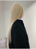 12610髪質改善金髪ホワイトブロンドマロンベージュストレート