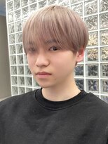 韓国メンズホワイトシースルーマッシュアッシュグレージュカラー