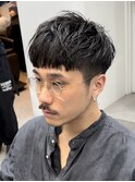 渋谷メンズクロップショート緩めピンカールツイストスパイラル