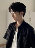 センターパートニュアンスパーマ刈り上げツーブロックメンズヘア