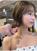 大人ボブ銀座レイヤーカット有楽町ミディアムボブベージュ