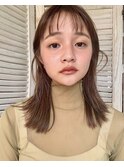 プツッと切った切りっぱなしミディアム ピンクベージュ