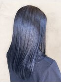 20代30代40代髪質改善カラーブルーブラック艶感ロブヘアー