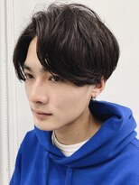センターパートニュアンスパーマワンカールパーマ韓国コンマヘア
