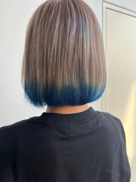 イーストハムアール(EAST HAM r) ブリーチ/裾カラー/ターコイズ/外国人風