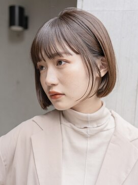 ガーデンヨコハマ(GARDEN YOKOHAMA) ボブ　ホワイトグレージュ　デジタルパーマ　チェリーブラウン