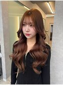 市野瀬裕奈/博多韓国ヘア/マロンブラウン/レイヤーカット/顔周り