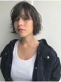 大人ボブミニボブ黒髪ショートボブ顔まわりレイヤー20代30代