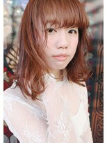 ランプヘアー(LAMP HAIR)&nbsp;外ハネミディ大人可愛い前髪あり明るめベージュ20代30代