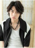 mod's姪浜/黒髪くせ毛風こなれヘアセンター分けボブウルフa