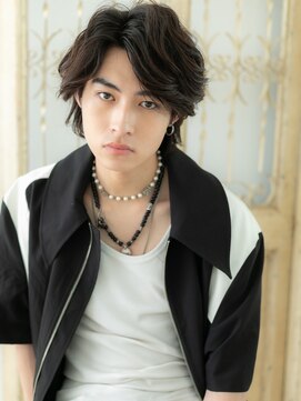 モッズ ヘア 福岡姪浜店(mod's hair) mod's姪浜/黒髪くせ毛風こなれヘアセンター分けボブウルフa