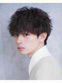 ツーブロック束感波巻きマッシュ
