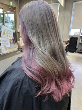 エッジ 下北沢(edge.) ラベンダーグレージュ　ポイントピンクカラー　edge.下北沢