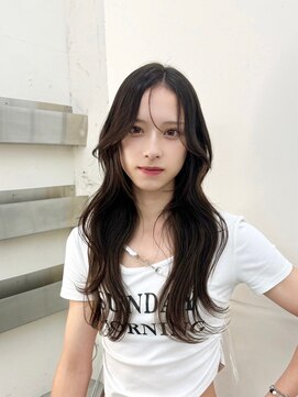 ノク 渋谷(nok) うぶ毛バングレイヤーカット_オリーブベージュレイヤーカット