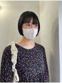 ホワイトグレージュショートミディアムヘアミニボブ