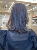 ブリーチなし切りっぱなしボブミディアムレイヤーボブ夏カラー