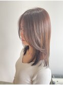 ミディアムレイヤーボブ/透明感カラー