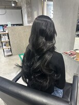 ラック(LUCK)&nbsp;ディープネイビーブラック/船橋/くすみベージュ/細めハイライト