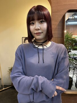 チャプター 問屋町(chapter) ブリーチなし切りっぱなしボブボルドーカラーヘイリーボブ韓国