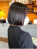 ボブ　ベージュ　艶髪　髪質改善カラー　ショート