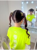 編み込みお団子ツインテール