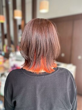 ヘアーショップ エヌアンドエー 幸手店(hairshop N&A) オレンジインナーカラーが映える外ハネボブ
