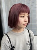 くすみピンク×ボブ
