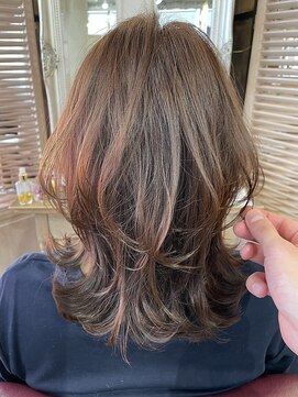 アリスバイアフロート 自由が丘(ALICe by AFLOAT) ミディアムレイヤー/前髪マチルダボブ/ピンクブラウン[自由が丘]