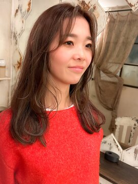 アンテナ(ANTENA) 韓国風セミミディ☆チョコブラウン☆★30代お客様施術後★☆