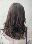 韓国風ナチュラルウェーブ ロング マロンブラウンカラー